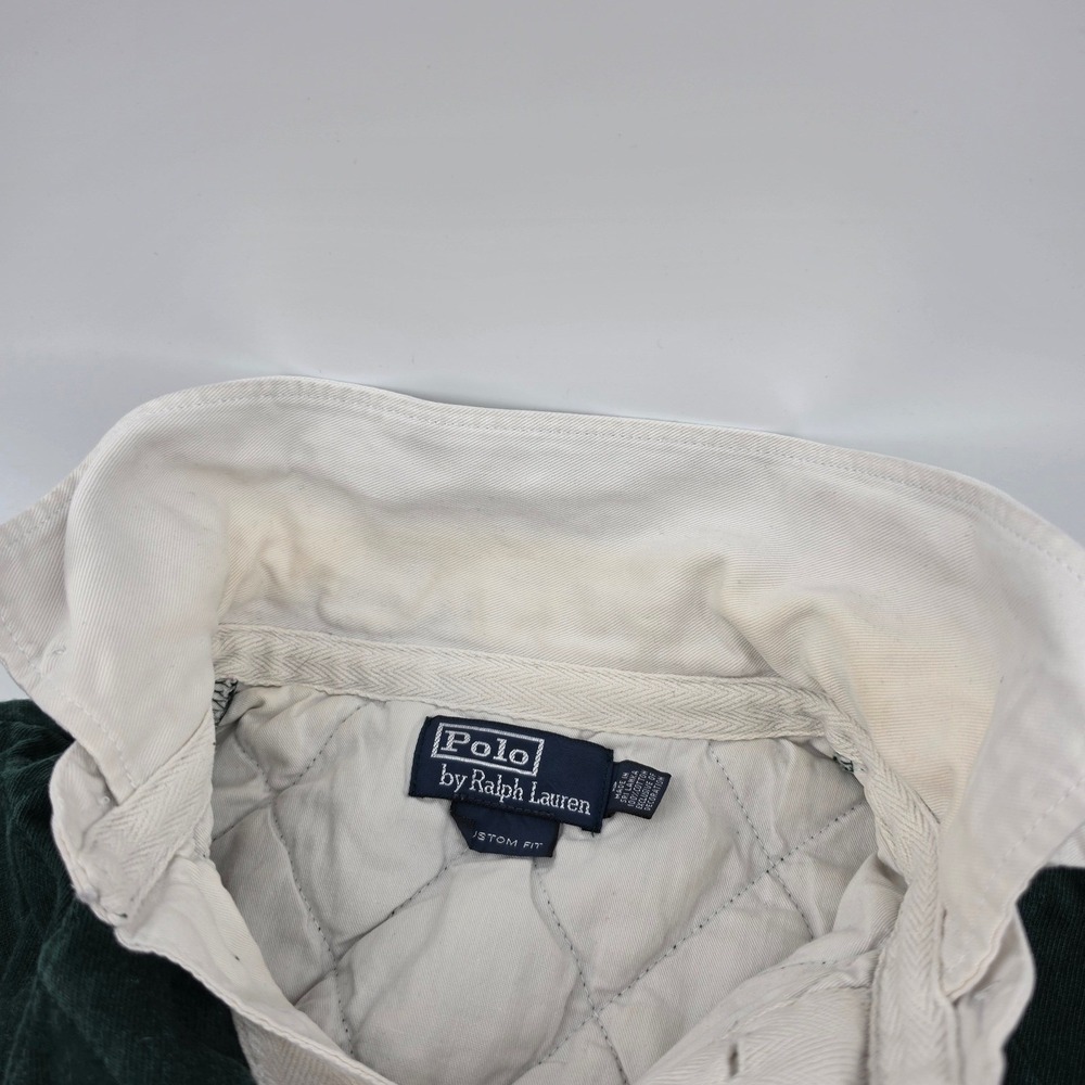 Polo Ralph Lauren Mens Green Quilted Rugby Shirt Custom Fit Small Elbow Patches - Picture 4 of 9